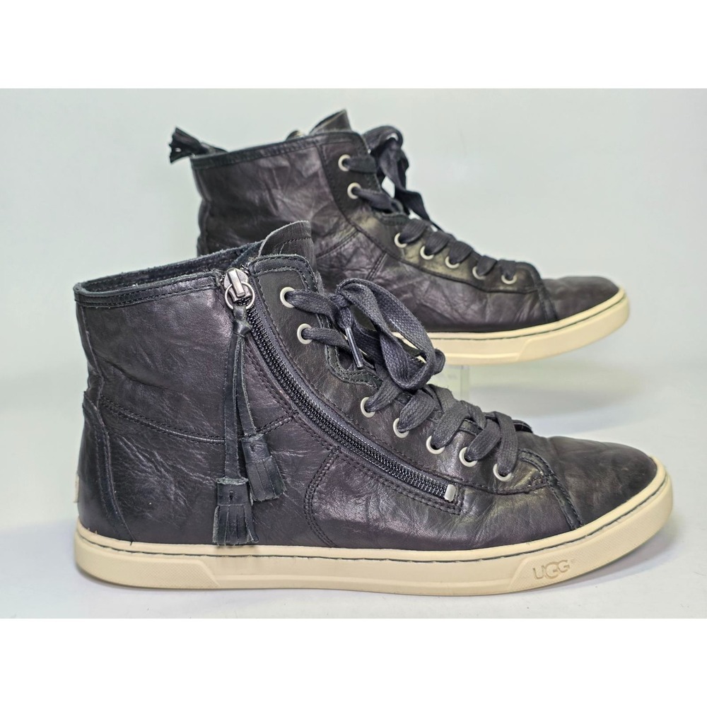 UGG Australia Blaney Women's Sneakers Size 10 Black Leather High Top Zip Shoes
